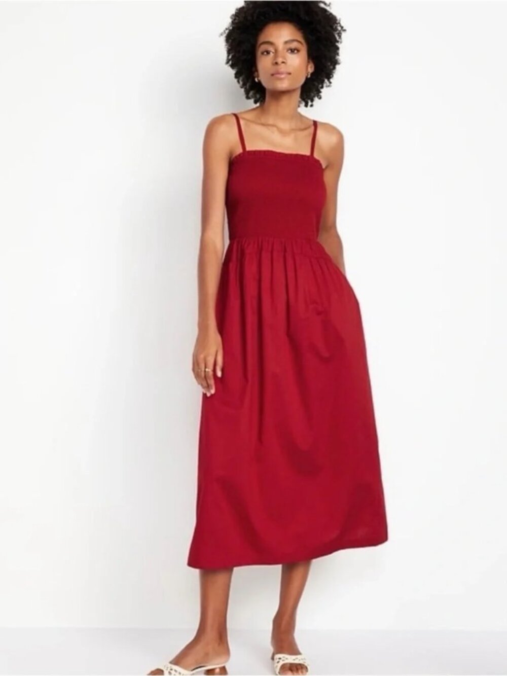 OLD NAVY Fit & Flare Smocked Midi Dress XL